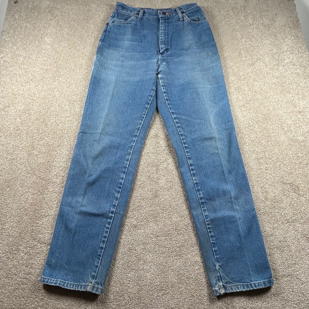 Wrangler Vintage High Waisted Straight Leg Jeans Made in USA Blue 12MWZG 9/10x32